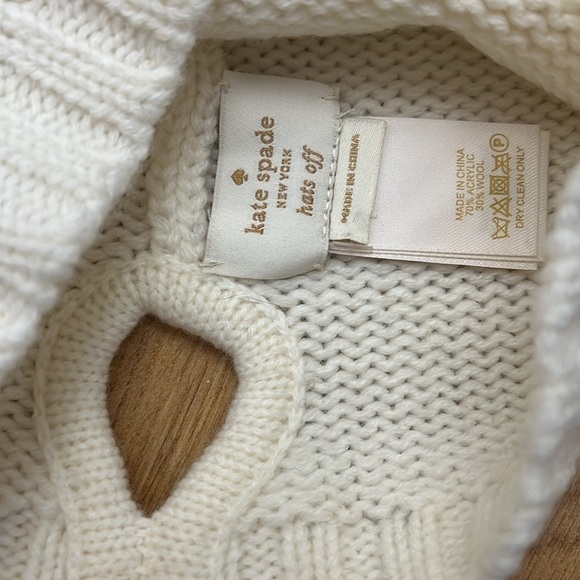 Kate Spade Cream Ribbed Beanie Hat - Picture 4 of 9